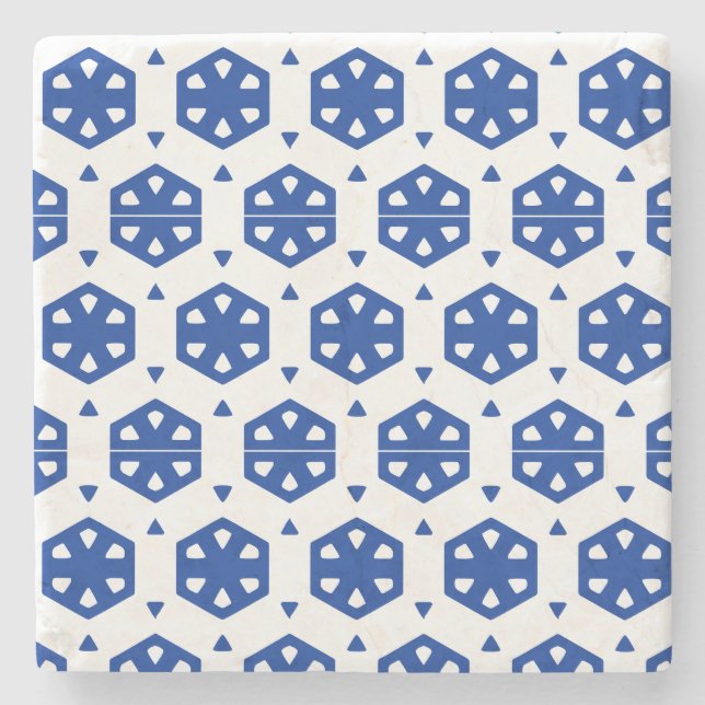 Stone Coaster - Stylized Flowers in Rows (Front)