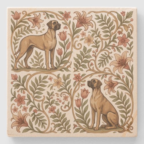Stone Coaster Victorian Great Dane Pattern Tile
