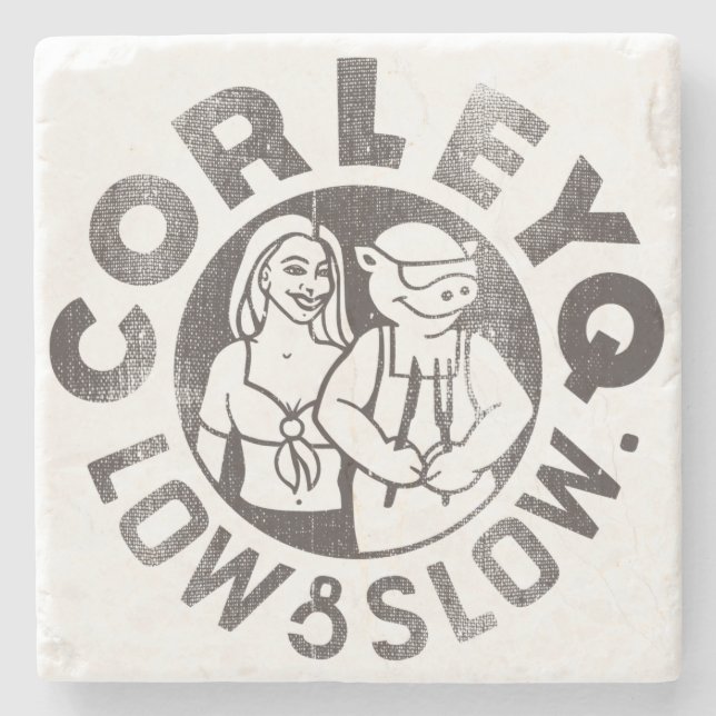 Stone Coaster with CorleyQ logo (Front)