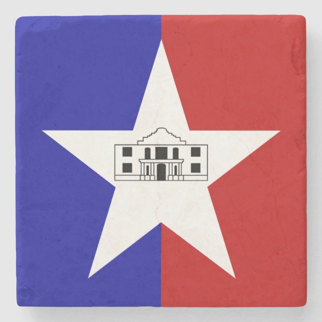 Stone coaster with Flag of San Antonio (Front)