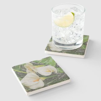 STONE COASTERS WITH CALLA LILY/DIG.EFFECTS