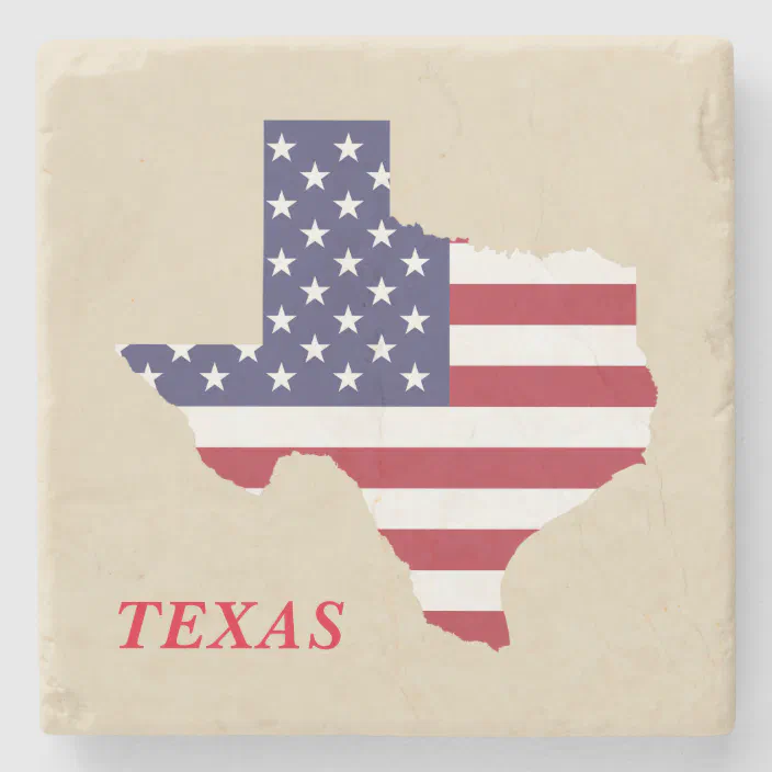 Texas Souvenir Coaster Pack of 4 with Cork backing and Texas Flag print and more 