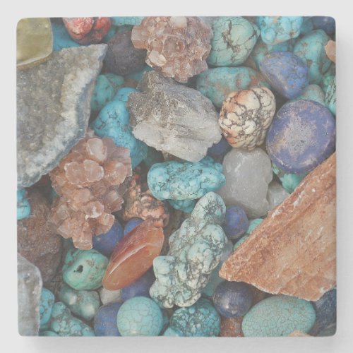 Stone Colorful rock natural gray brown blue Stone Coaster