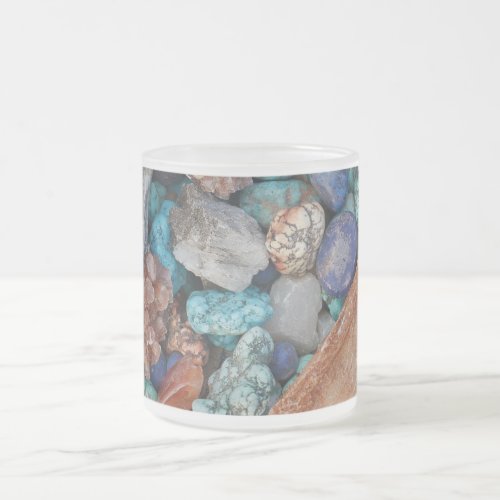 Stone colorful rock pebble natural texture frosted glass coffee mug