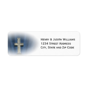 Stone Cross with Rays of Light Label
