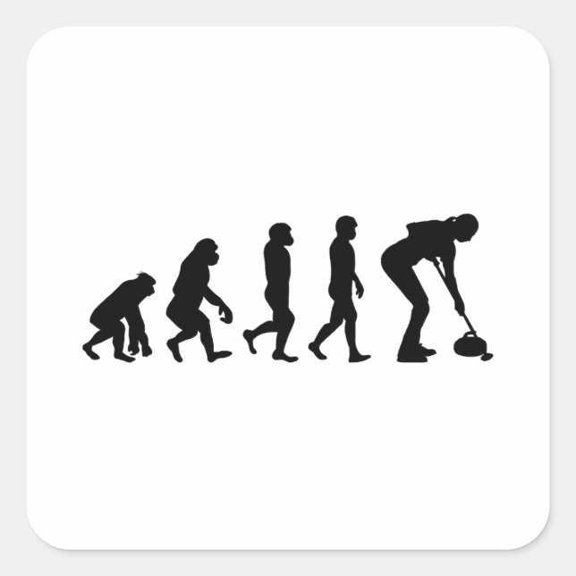 Stone Curling Winter Ice Sport Curler Evolution Square Sticker (Front)
