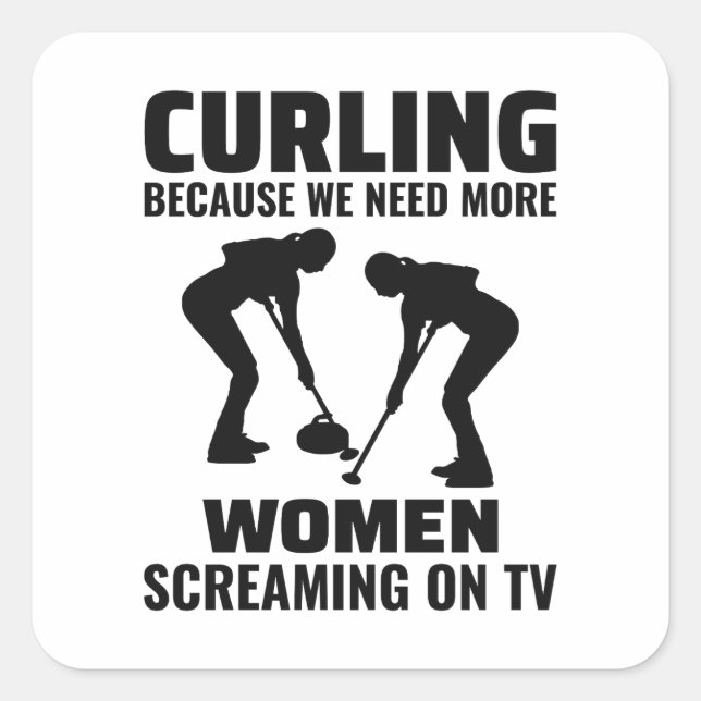 Stone Curling Winter Ice Sport Curler Square Sticker (Front)