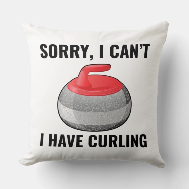 Stone Curling Winter Ice Sport Curler Throw Pillow (Front)