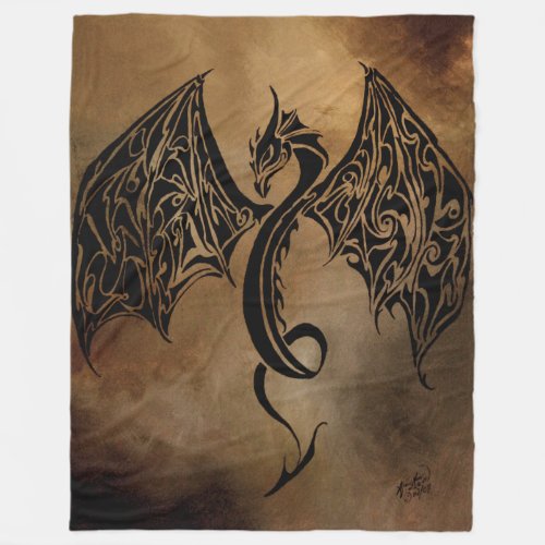 Stone Dragon Tribal Fleece Blanket