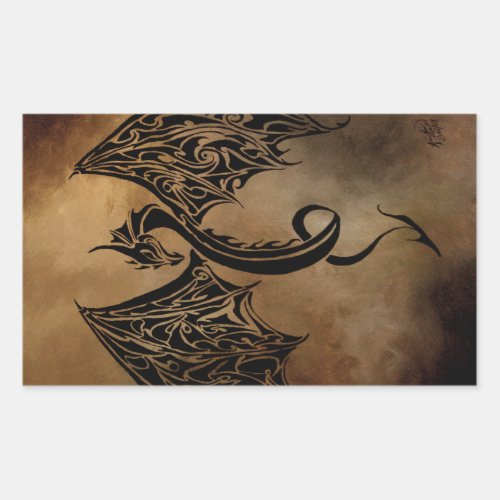 Stone Dragon Tribal Rectangular Sticker