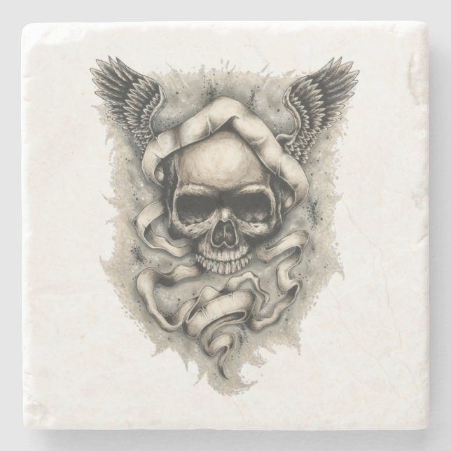 Stone Drink Coaster with "Wings of Destiny" (Front)