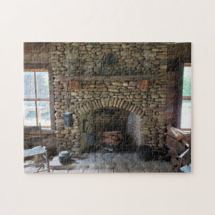 Stone Fireplace in 19th Century Home Jigsaw Puzzle