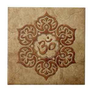 Stone Floral Aum Design Ceramic Tile