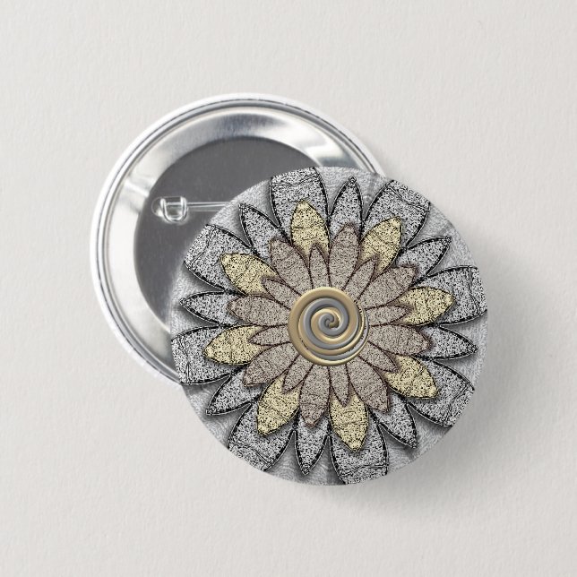 Stone Flowers Pinback Button (Front & Back)