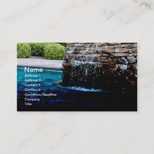 Customizable stone fountain in an in-ground pool business card templates