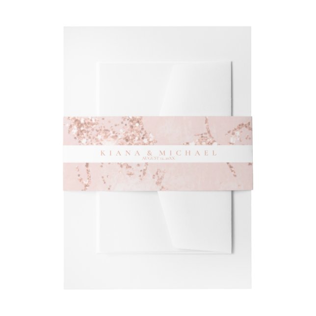 Stone Glitter Wedding Stripe Rose Gold ID647 Invitation Belly Band (Front Example)