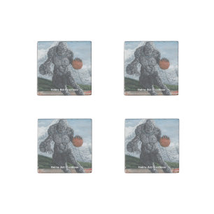 Stone Golem Basketball Fantasy Art Stone Magnet