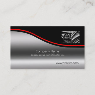 Stone Gothic Gargoyle, red swoosh, metallic-effect Business Card