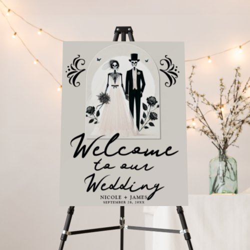 Stone Gray Black Skeleton Gothic Halloween Wedding Foam Board