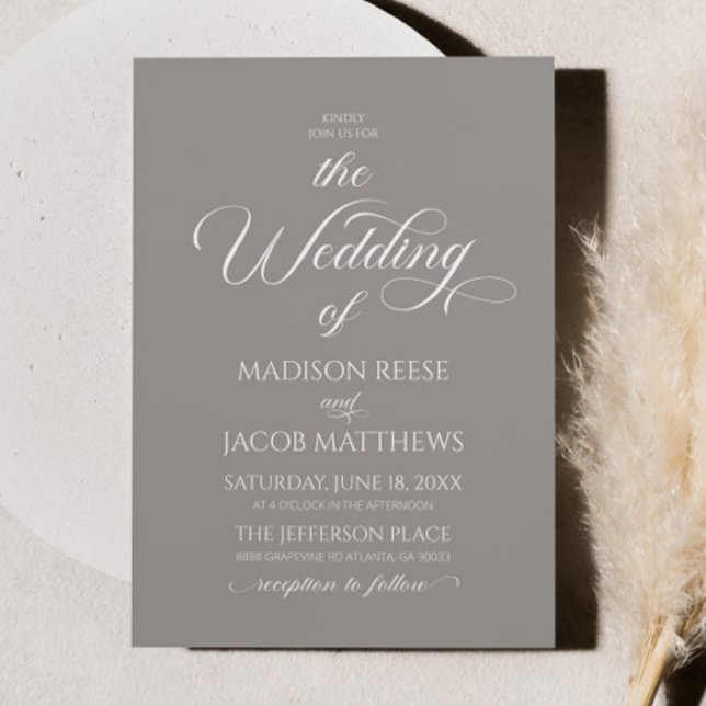 Stone Gray Classic Elegant Minimalist Wedding Invitation (Creator Uploaded)