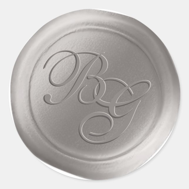 Stone Gray Script Monogram Wax Seal Stickers (Front)