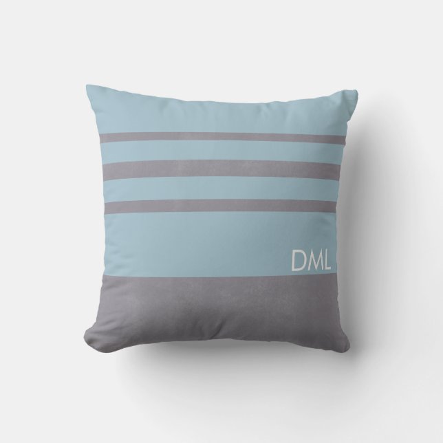 Stone Gray Warm Blue Tones Stripes Pattern  Throw Pillow (Front)