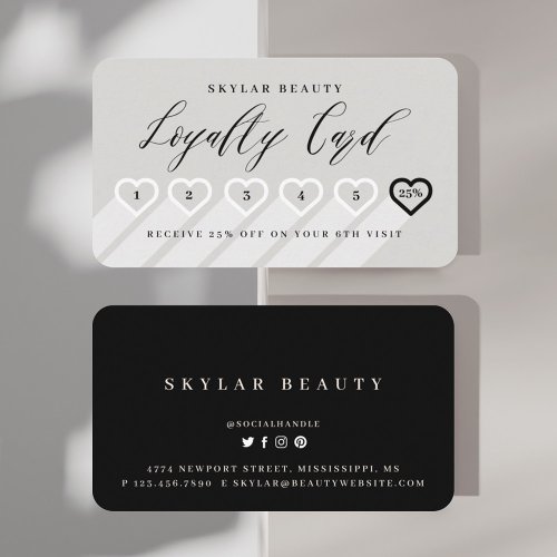 Stone Grey  Black Stylish Minimal Heart Love Loyalty Card
