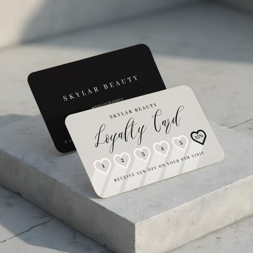 Stone Grey  Black Stylish Minimal Heart Love Loyalty Card