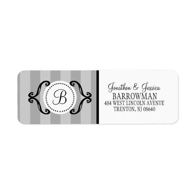 Stone Grey Sweet Charming Striped Personalizedg Label (Front)