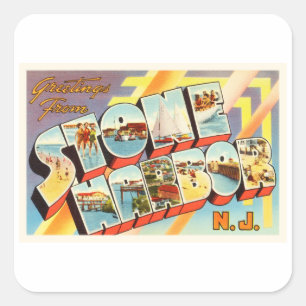 Stone Harbor New Jersey NJ Old Vintage Postcard- Square Sticker