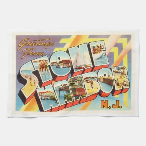 Stone Harbor New Jersey NJ Old Vintage Postcard_ Towel