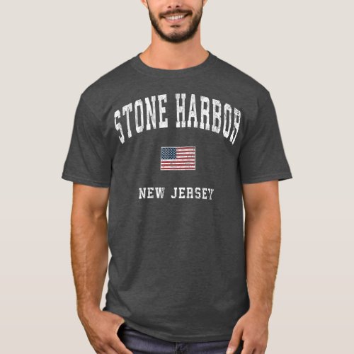Stone Harbor New Jersey NJ Vintage American Flag T_Shirt