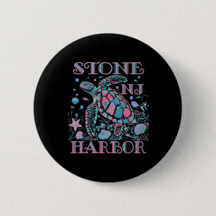 Stone Harbor Nj Turtle Lover Colorful Beach Souven Button