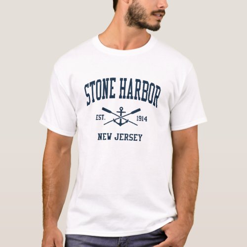 Stone Harbor NJ Vintage Navy Crossed Oars  Anchor T_Shirt