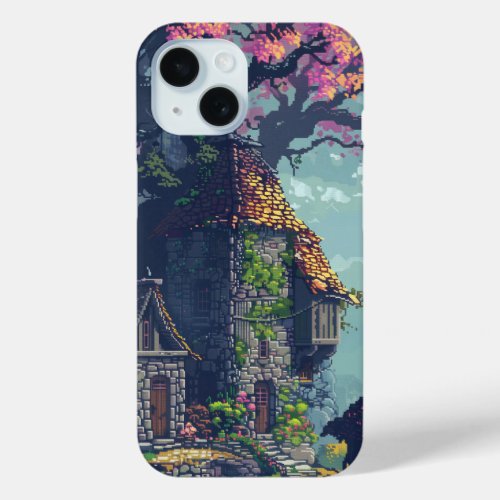 Stone House Pixel Art iPhone 15 Case