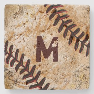 Stone Jersey Number or Monogram Baseball Coasters
