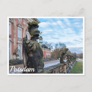 Stone knight statues near palace in Potsdam Postcard