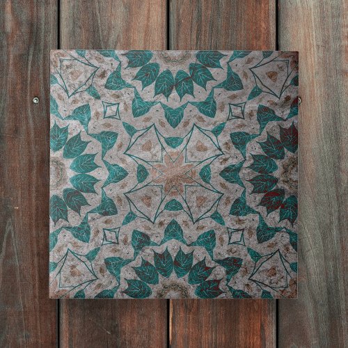 Stone_Like Gray Textured Green Leaves Geometric Ceramic Tile
