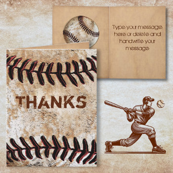 Stone Like Vintage Baseball Thank You Themed Cards by YourSportsGifts at Zazzle