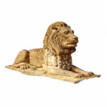 Stone Lion Cutout<br><div class="desc">A tan and brown rendering of a carved stone lion.</div>