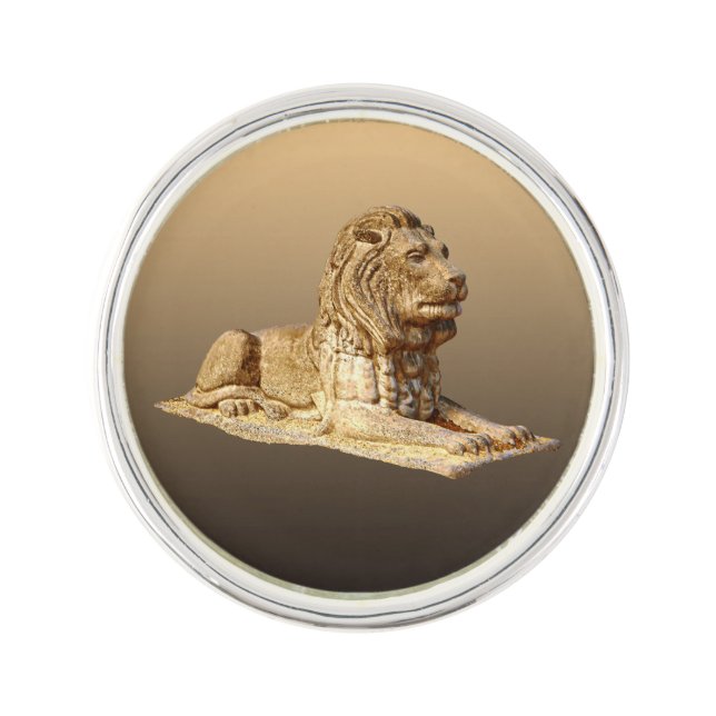 Stone Lion Lapel Pin (Front)