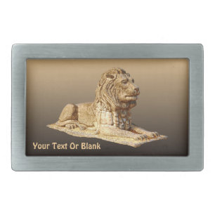 Stone Lion Rectangular Belt Buckle