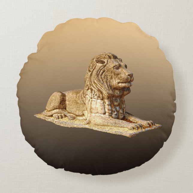 Stone Lion Round Pillow (Front)