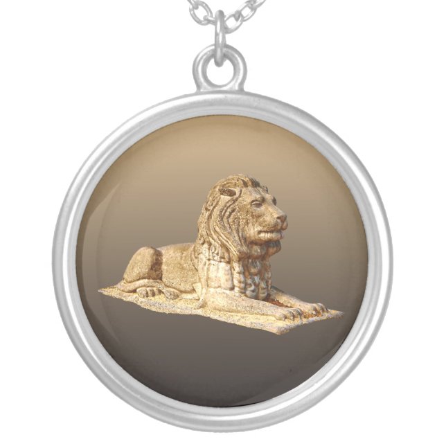 Stone Lion Silver Plated Necklace (Front)