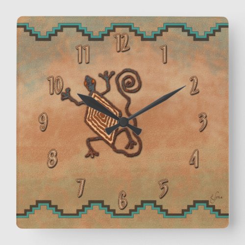 Stone Lizard Square Wall Clock