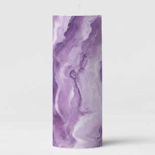 Stone Look Purple Marble Pillar Candle