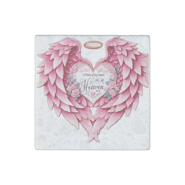 Stone Magnet, Memorial Pillow, Heaven, Mom, Angel Stone Magnet (Front)
