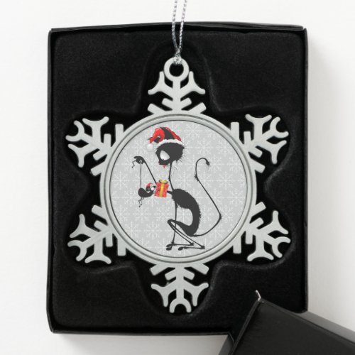 Stone Magnet Snowflake Pewter Christmas Ornament