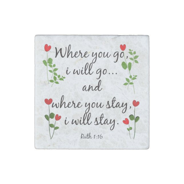 Stone Magnet w Scripture Verse on Marriage (Ruth) (Front)