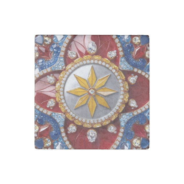 Stone magnet with Colombian Colors Design (Front)